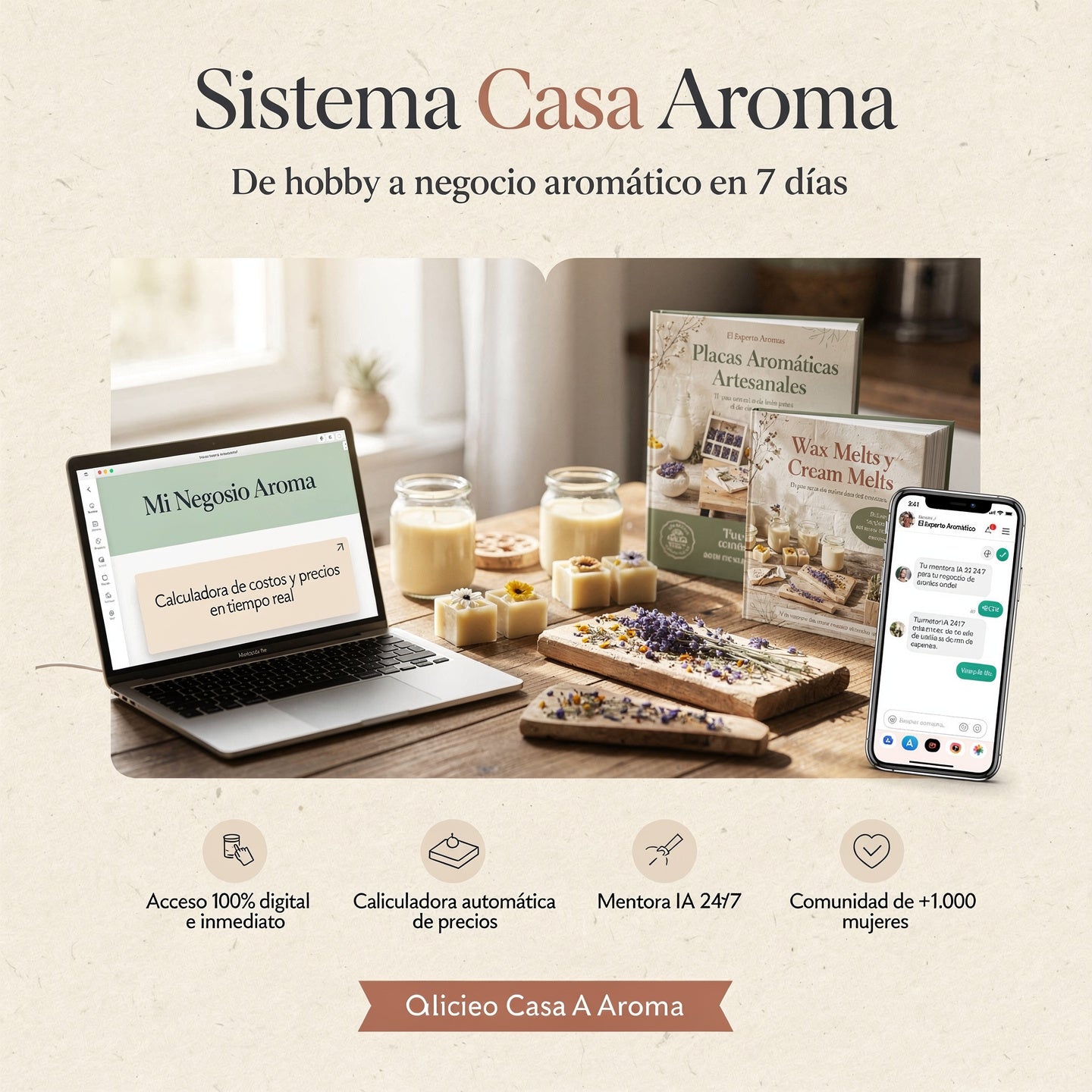 Sistema Casa Aroma Tabletas Arómaticas y Wax Melts + 7 Bonos EMPRENDEDORA